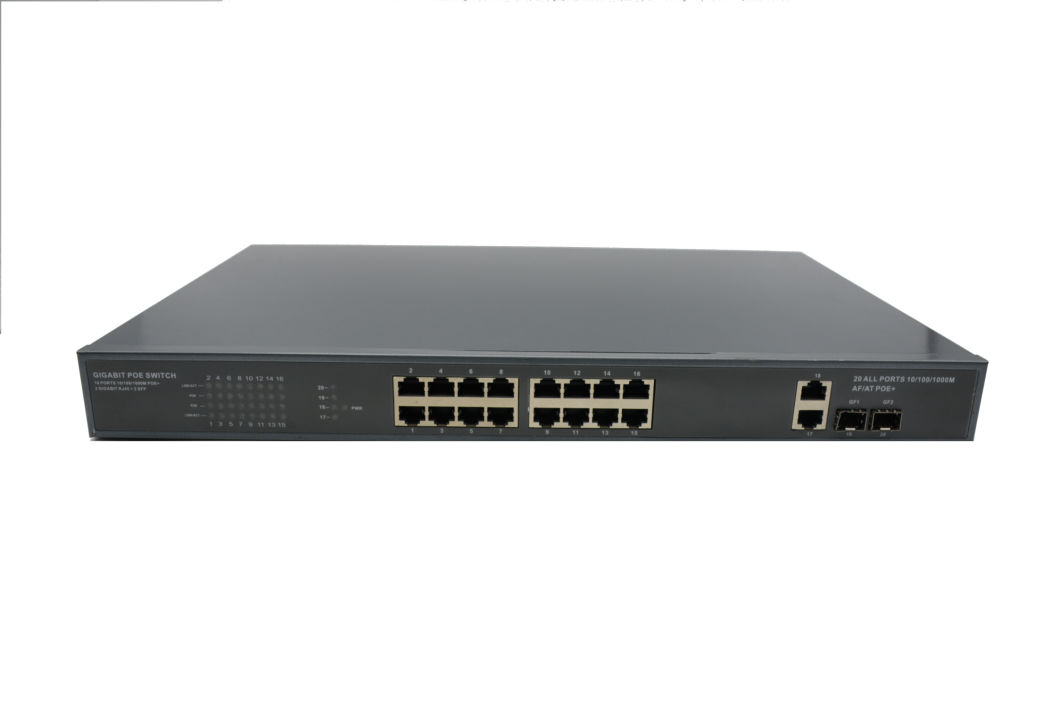 250W Popular Unmanaged Fast Optical Ethernet Switch with 16 Poe Port IEEE802.3af Switching Equipment 16 Port Poe Switch